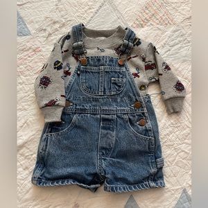 Vintage overalls and sweatshirt outfit baby toddler